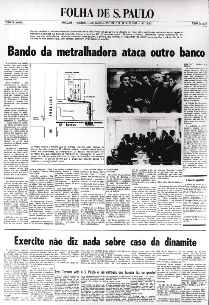 Assalto da ALN ao Banco Leme Ferreira na av. Angélica, 1.6.1968 
